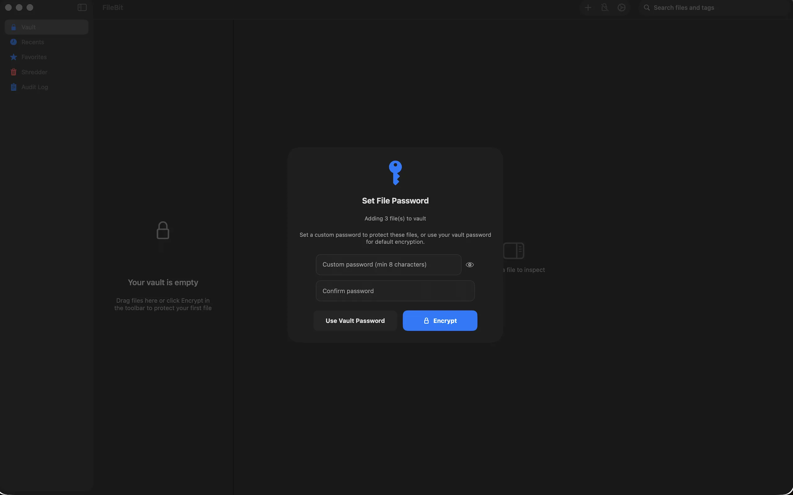 FileBit encryption dialog
